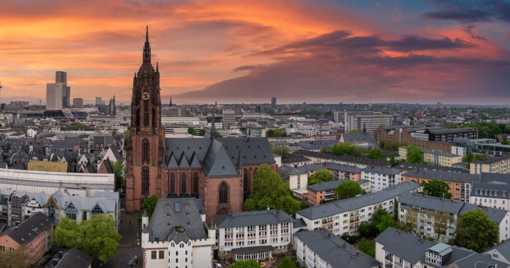 Aerial,View,Of,Frankfurt,,Germany,,Featuring,The,Gothic,Style,Frankfurt