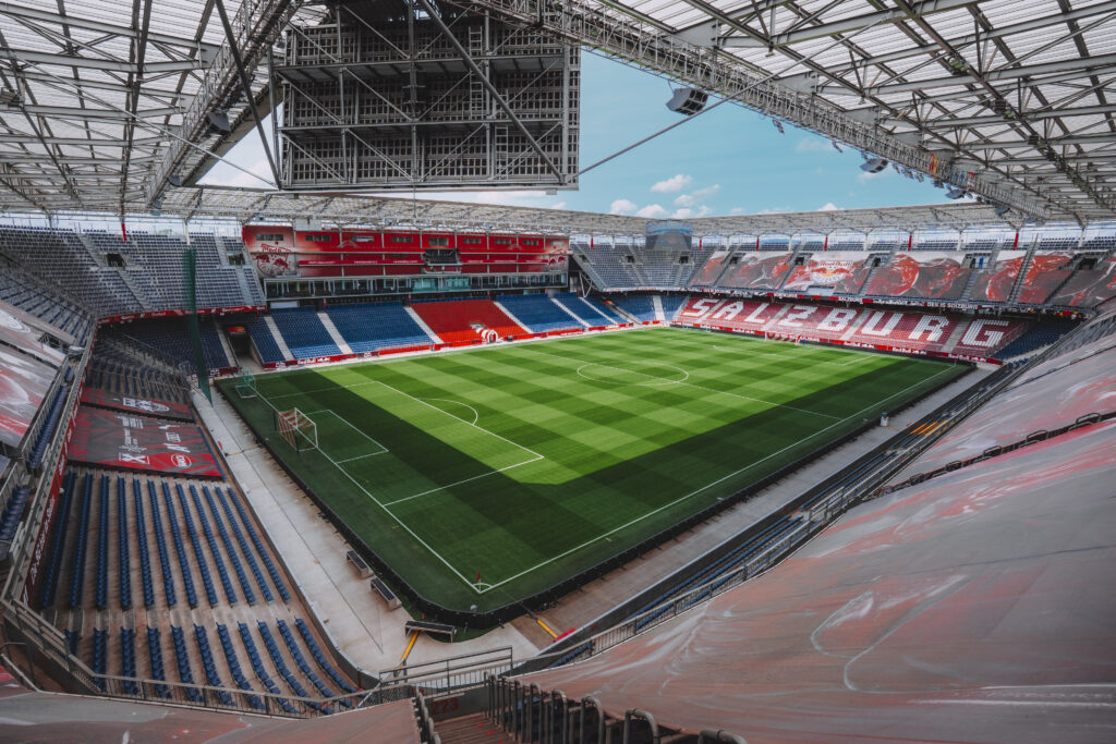 SALZBURG, AUSTRIA: Red Bull Arena Salzburg seen prior to the UEFA Champions League Qualification round 3 match between FC Red Bull Salzburg and Club Brugge KV in Salzburg, Austria. (Photo by FC Red Bull Salzburg)