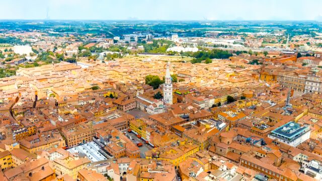 Modena,,Italy.,Watercolor,Illustration.,Modena,Cathedral.,Famous,Romanesque,Cathedral,With